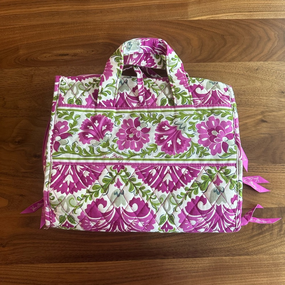 Vera Bradley Floral Pink and Green Hanging Toiletry Cosmetic bag